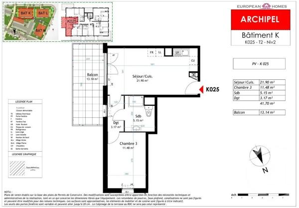 Appartement T2 à vendre  2 pièces - 41,70 m 2   LA VERPILLIERE  - 38