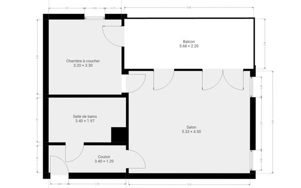 Appartement à vendre    2 pièces • 45,44 m2 Lyon 7