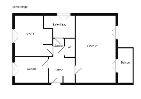 Appartement 2 pièces - 54 m² Exclusivité efficity