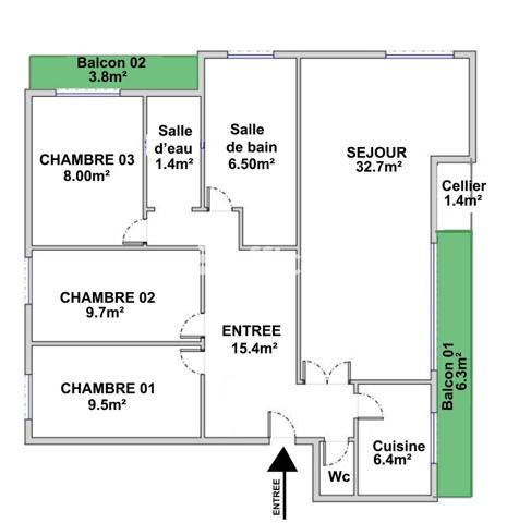 Appartement 5 pièces - 91 m²