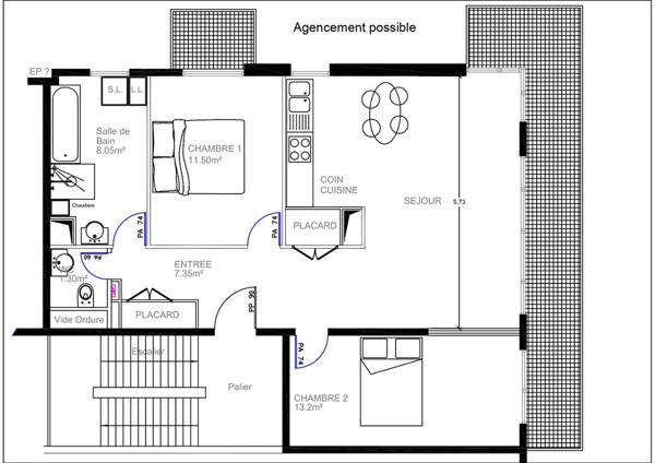 3 pièces / Balcon / Parking