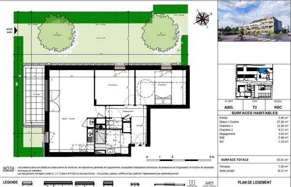 A VENDRE Appartement de type 3 avec jardin Disponible de suite