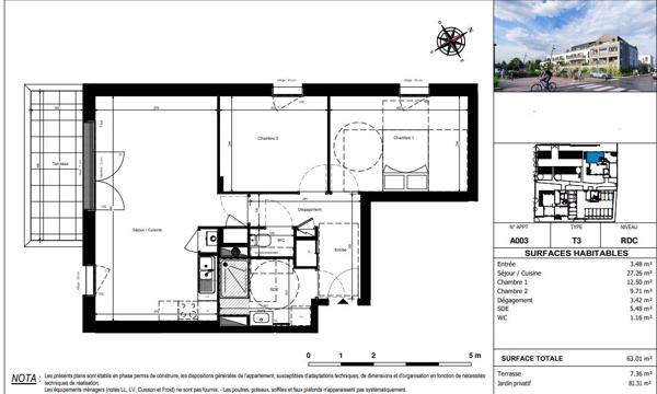 A VENDRE Appartement de type 3 avec jardin Disponible de suite