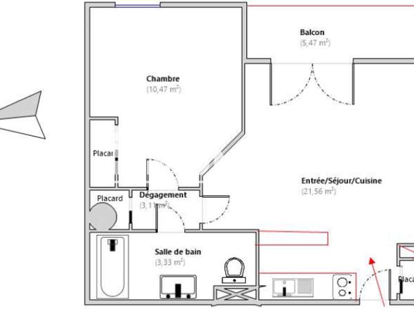 Location Appartement 2 pièces 38.47 m² - LE HAVANA E56 Mondonville 31700