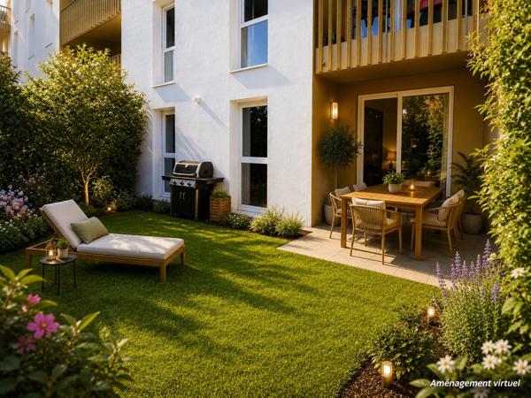 Appartement à louer 2 pièces SAINT PRIEST (69) Quartier Revaison avec jardin et garage Résidence 2015