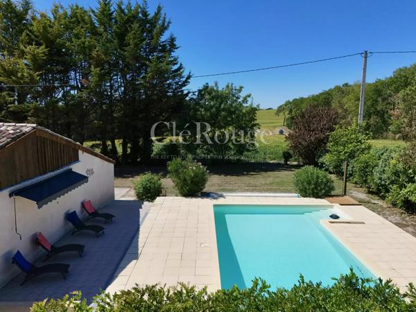10 minutes d’Eymet et Duras – Propriété avec vues, maison d’amis, piscine et 1 hectare de terrain