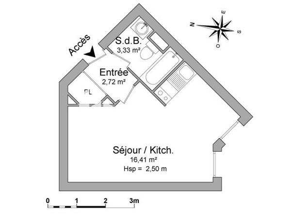 Location Studio 22.46 m² - 18, RUE DE LA GANTERIE Poitiers 86000