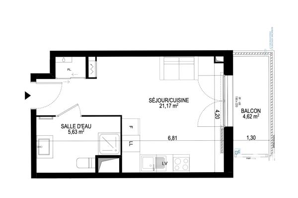 Studio à vendre 26,8 m² Monteux