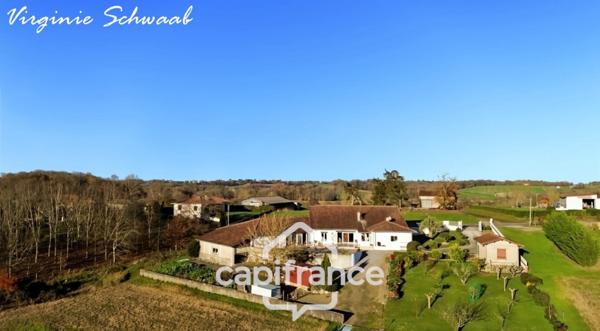 HAGETMAU (40), Maison familiale de plain-pied avec dépendance - étang - sur 1 hectare de terrain en Chalosse
