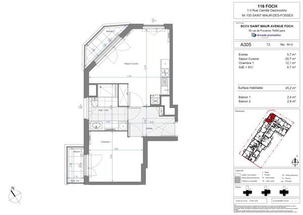 Saint-Maur-des-Fossés (94100) BRS - T2 - 45 m2 avec balcons