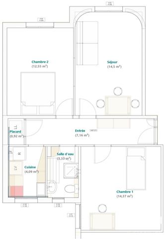 Appartement à vendre 3 pièces 57 m² Paris 20