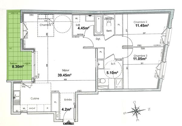 Appartement 4 pièces - 83 m²