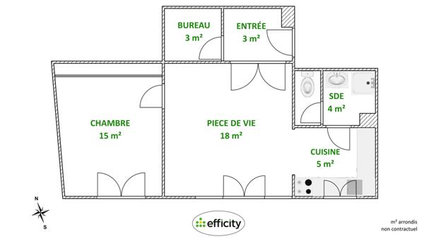 Appartement 2 pièces - 48 m²