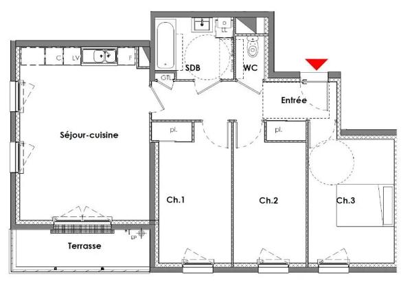 Appartement à louer 4 pièces 73.92m² Le Havre (76600)
