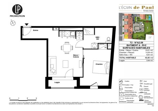 Appartement Neuf T2 de 43,93 m² + Loggia + Parking à Toulouse