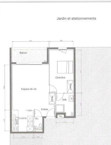 appartement t2 avec balcon et parking