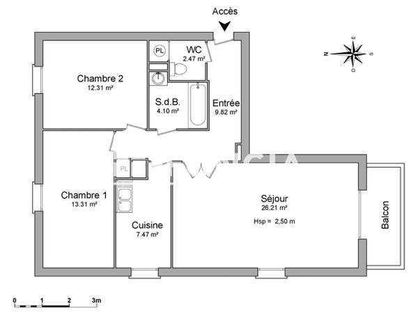 Location Appartement 3 pièces 75.69 m² - 17 RUE DES RESERVOIRS Chartres 28000
