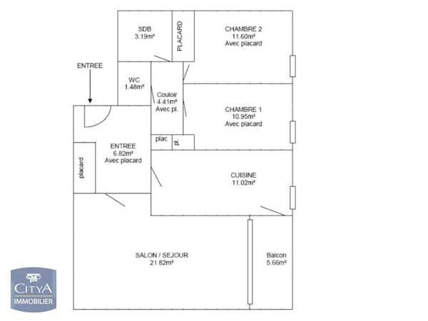 Appartement à louer 3 pièces 71.29m²