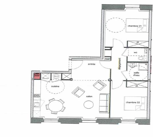 Appartement 3 pièce(s) 2 chambre(s) 65 m²