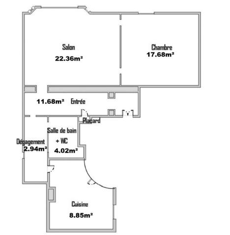 Appartement T2 67.75m²