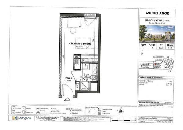 Appartement 1 pièce                                        - 44600 Saint-Nazaire Réf : 3742