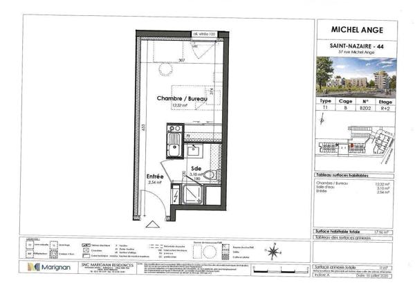 Appartement 1 pièce                                        - 44600 Saint-Nazaire Réf : 3742