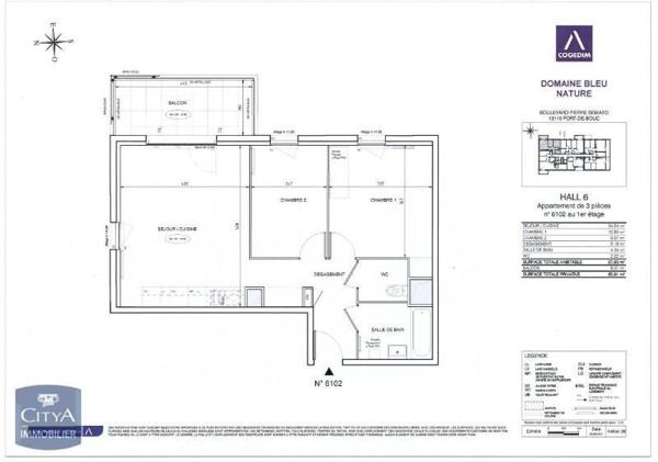Appartement à louer 3 pièces 57.9m²