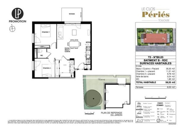 Location Appartement 3 pièces 58.25 m² - LE CLOS PERIES - 3 BIS IMPASSE DES HORTENSIAS Toulouse 31200
