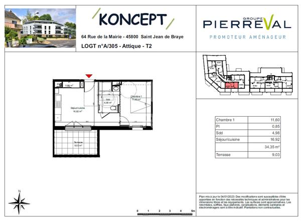 A305- Appartement neuf Saint Jean De Braye 2 pièce(s) 35m²