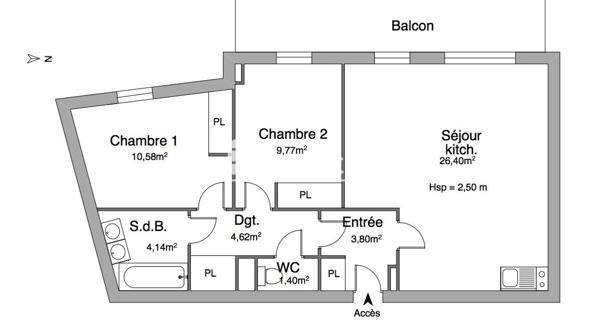 Location Appartement 3 pièces 60.71 m² - Besançon 25000