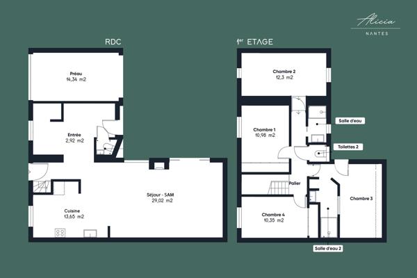 Maison familiale de 120 m² avec 4 chambres, jardin et garage.