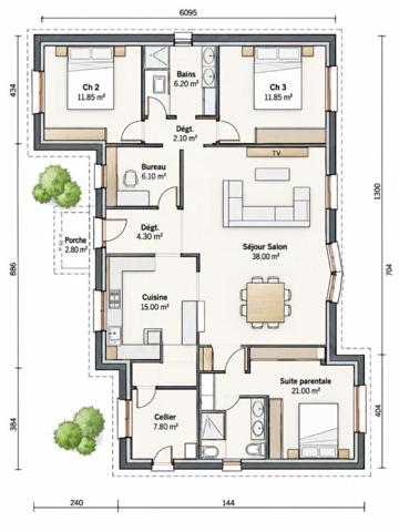 EXCLUSIVITE Maison  de plain pied à 5 mn de PONS 17800 5 pièce(s) 128 m2