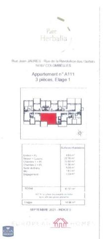 Location appartement Colombelles (14460) 3 pièces 61.61m²