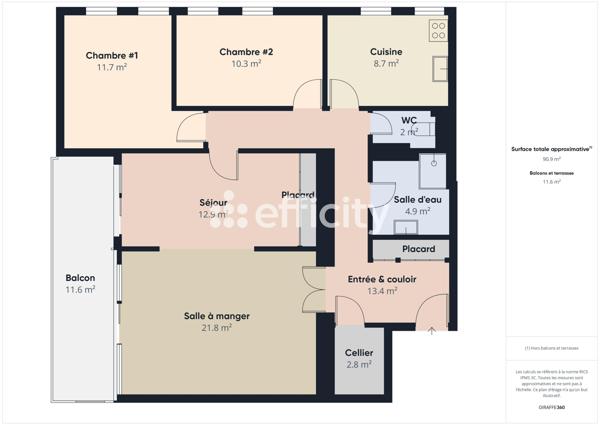 Appartement 4 pièces - 91 m² Exclusivité efficity