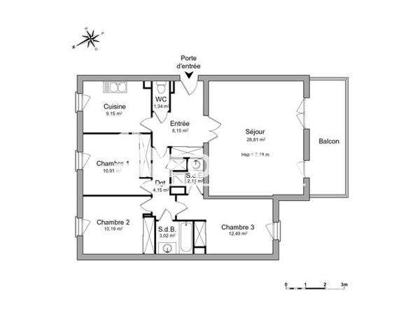 Location Appartement 4 pièces 90.32 m² - 7 RUE RAYMOND BOULOGNE Toulouse 31500