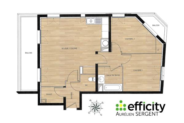 Appartement 3 pièces - 70 m² Exclusivité efficity