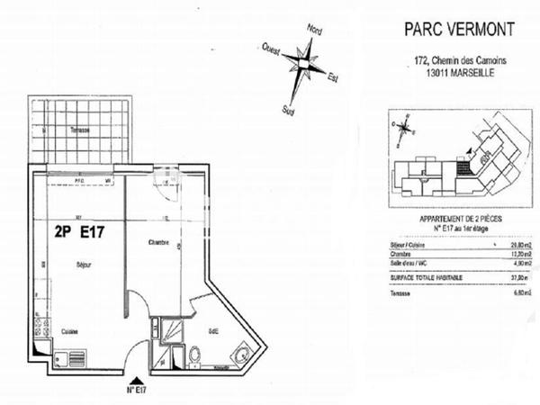 Location Appartement 2 pièces 37.9 m² - 170 ROUTE DES CAMOINS Marseille 13011