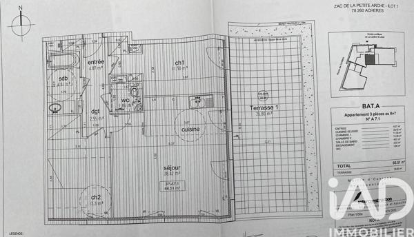 Appartement à vendre 3 pièces 65 m² Achères