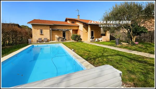 Maison PLAIN-PIED 110,23 M² - 6 pièces - 3 chambres + Mezzanine -Garage - Piscine neuve - PARCELLE 949 M² SEGOUFIELLE (32)