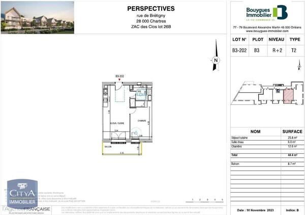 Appartement à louer 2 pièces 44.4m² Chartres (28000)