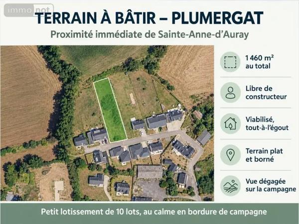 Achat - Terrain à bâtir Plumergat 56400 1460 m 2
