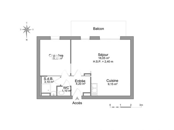 Location Appartement 2 pièces 45.9 m² - 3 RUE DE CREACH AL LAN Quimper 29000