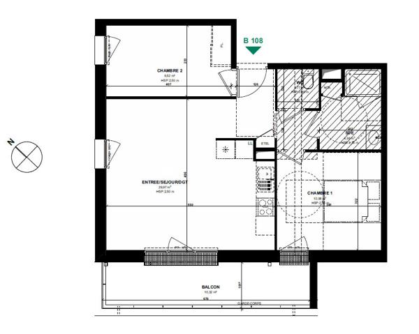 Appartement 3 pieces, Pordic  Centre, Residence Bleuenn