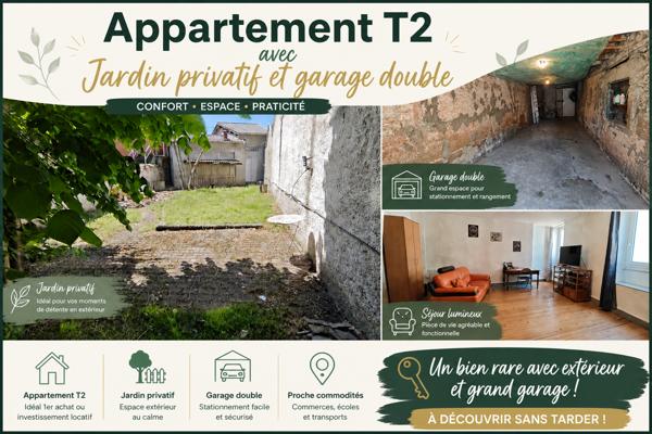 Le Péage-de-Roussillon (38550) Appartement T2 avec jardin privatif, véranda et double garage