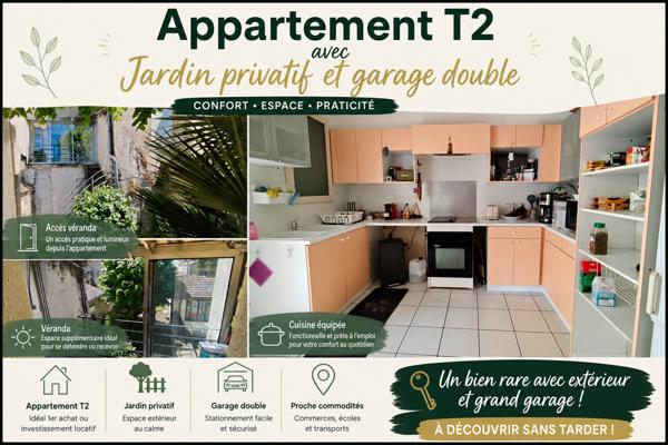 Le Péage-de-Roussillon (38550) Appartement T2 avec jardin privatif, véranda et double garage