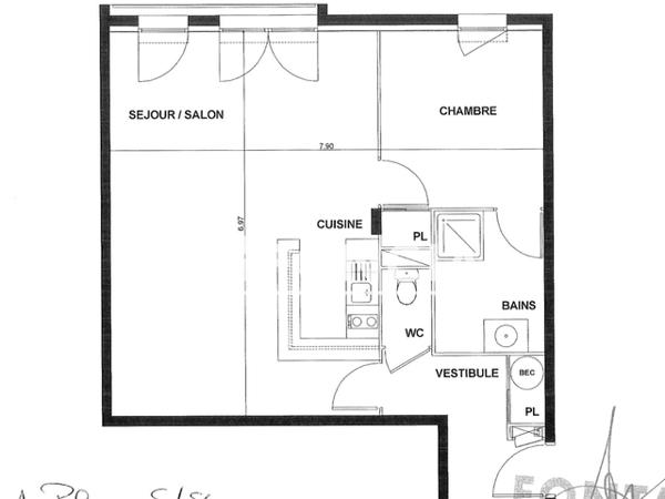 Location Appartement 2 pièces 56.54 m² - 1 PLACE DE LA CROIX BONNEAU Nantes 44000