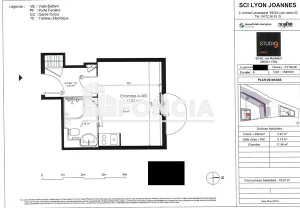 À vendre Studio 19 m² - Lyon 69009