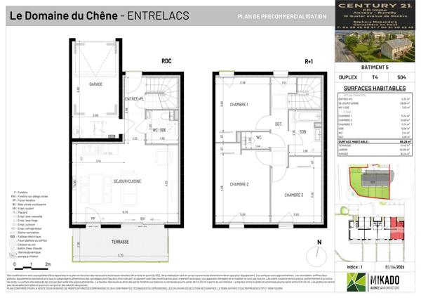 Maison à vendre  4 pièces - 88,29 m 2   ENTRELACS  - 73