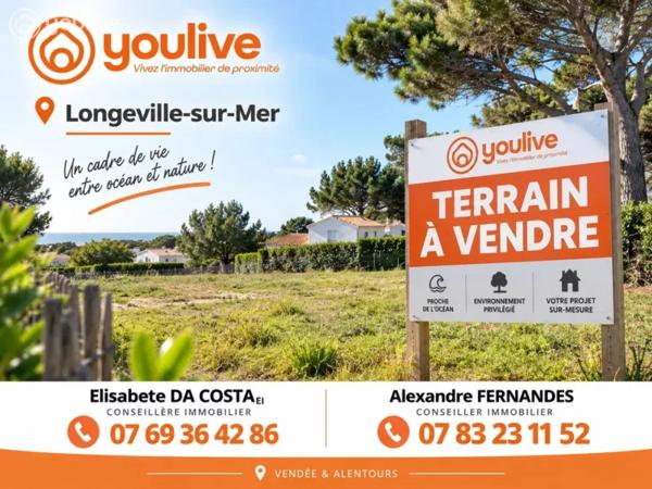 TERRAIN CONSTRUCTIBLE 601 M² – LONGEVILLE-SUR-MER