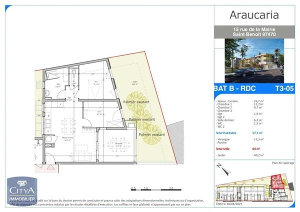 Appartement à louer 3 pièces 57.7m² Saint-Benoît (97470)